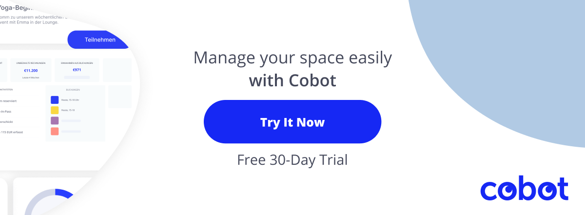 Button inviting people to try the 30-day free trial of cobot.