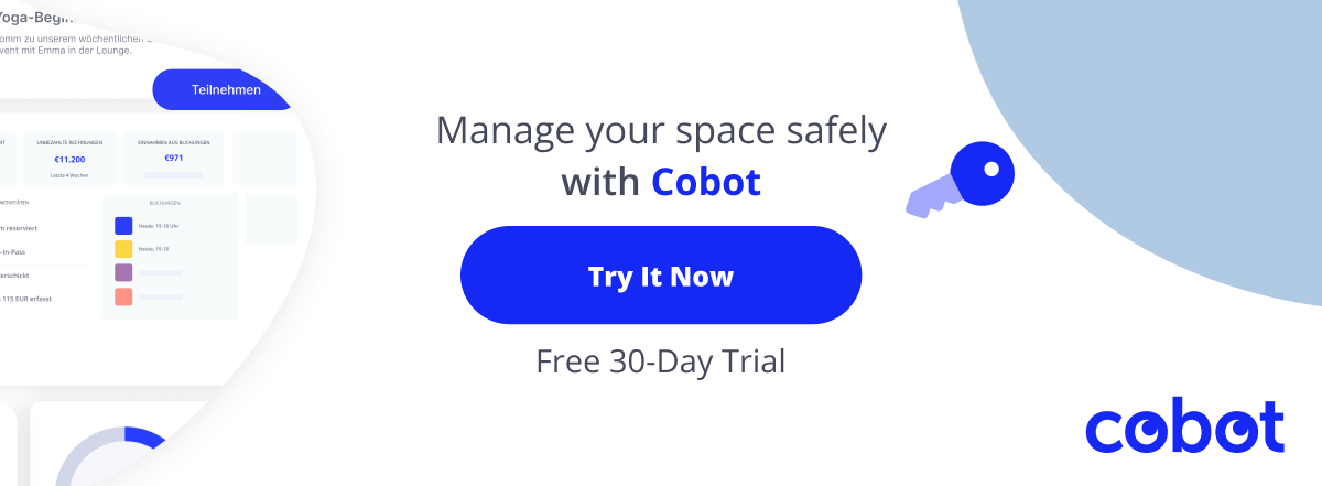 An image showing Cobot's software with a message inviting people to make use of the 30-day free trial.