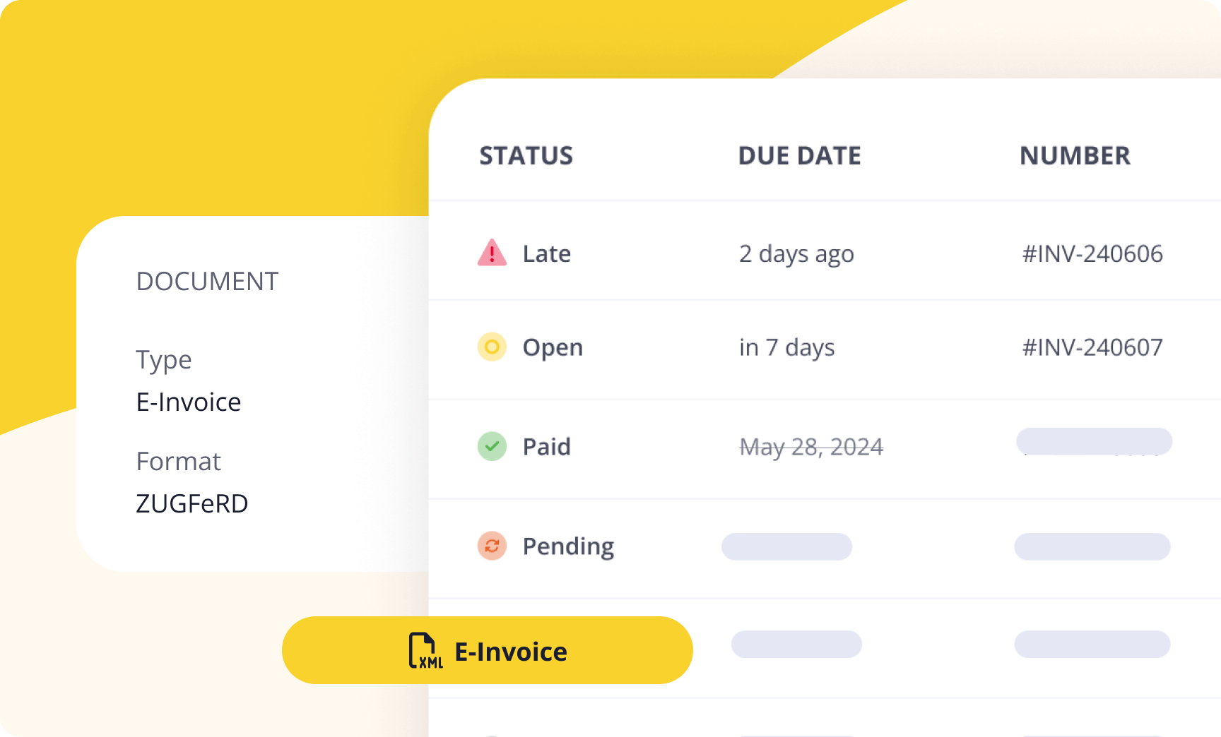 Cobot's new E-invoicing feature for Germany showed through a mockup.