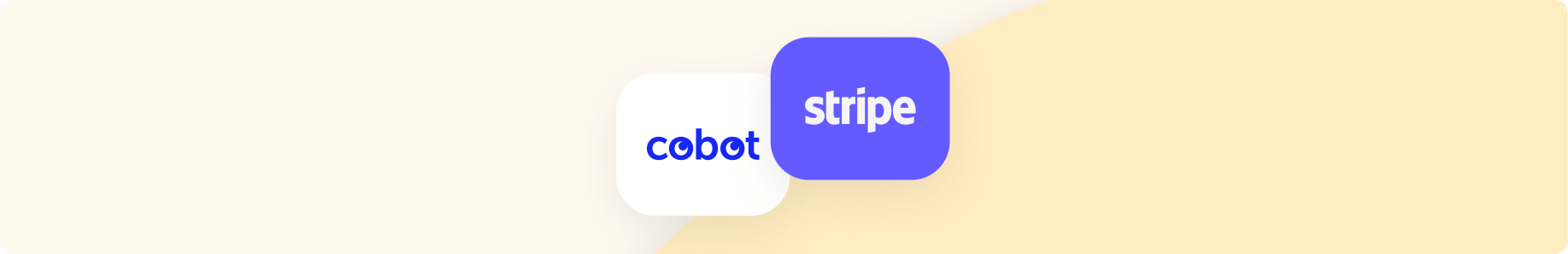 Cobot and Stripe's logos on a simple background.