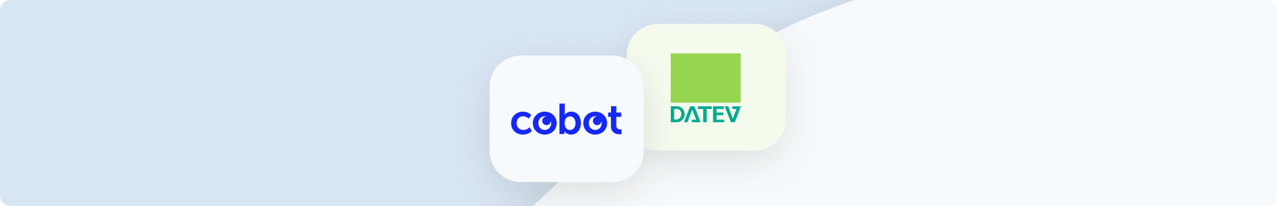 Cobot and Datev's logos on a simple background.