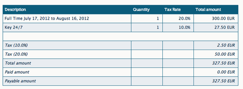 Invoice with multiple tax rates